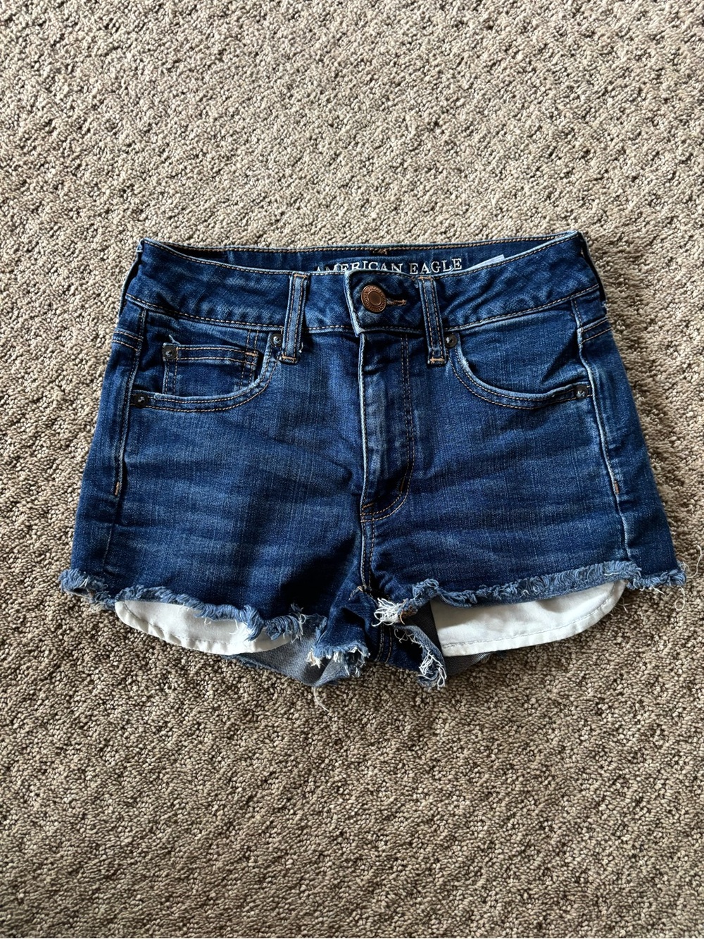 American Eagle Women’s High Rise Shortie Super Stretch Denim Shorts